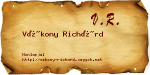 Vékony Richárd névjegykártya